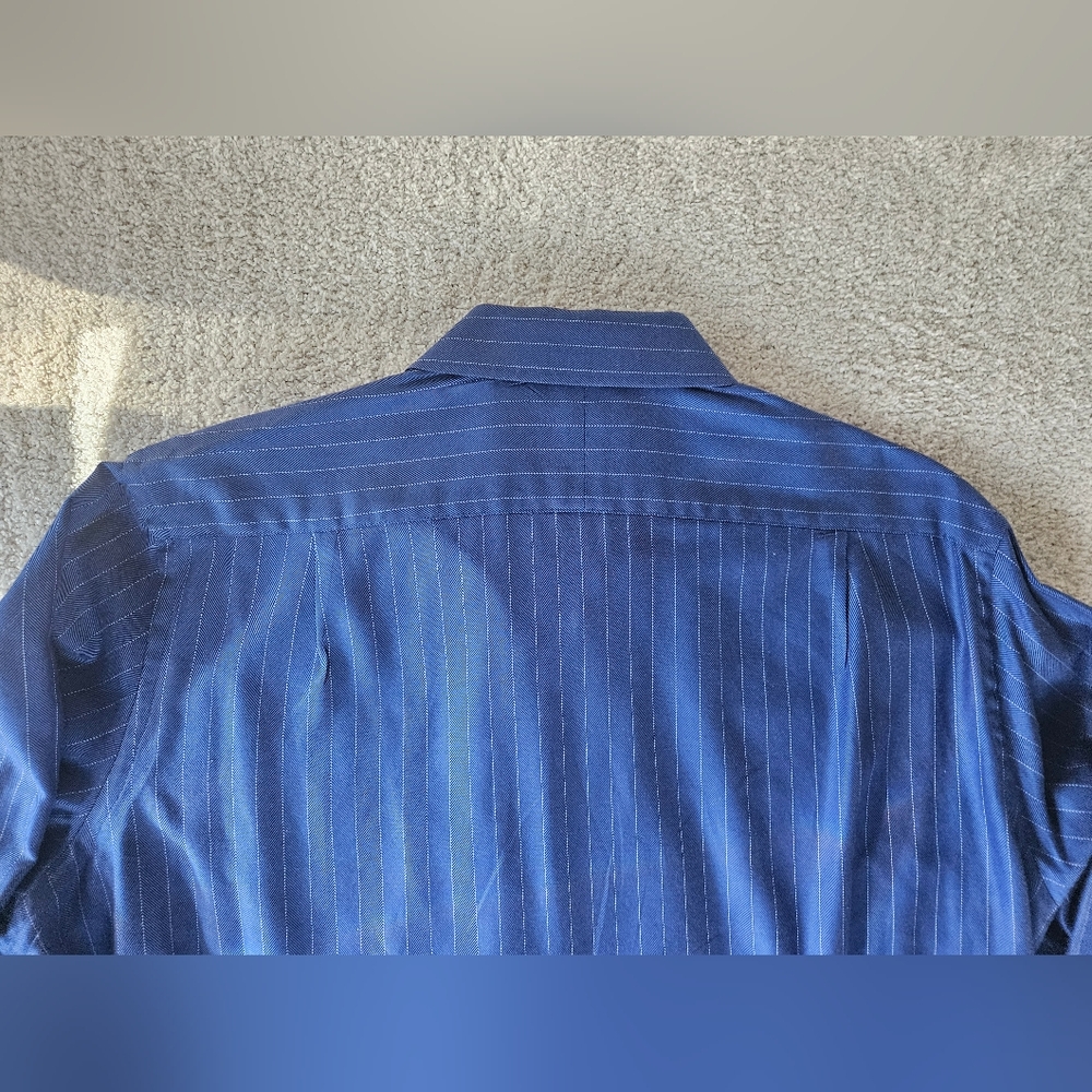 TOMMY BAHAMA Blue Pinstripe Cotton Shirt | SZ 16.5" - Picture 5 of 13